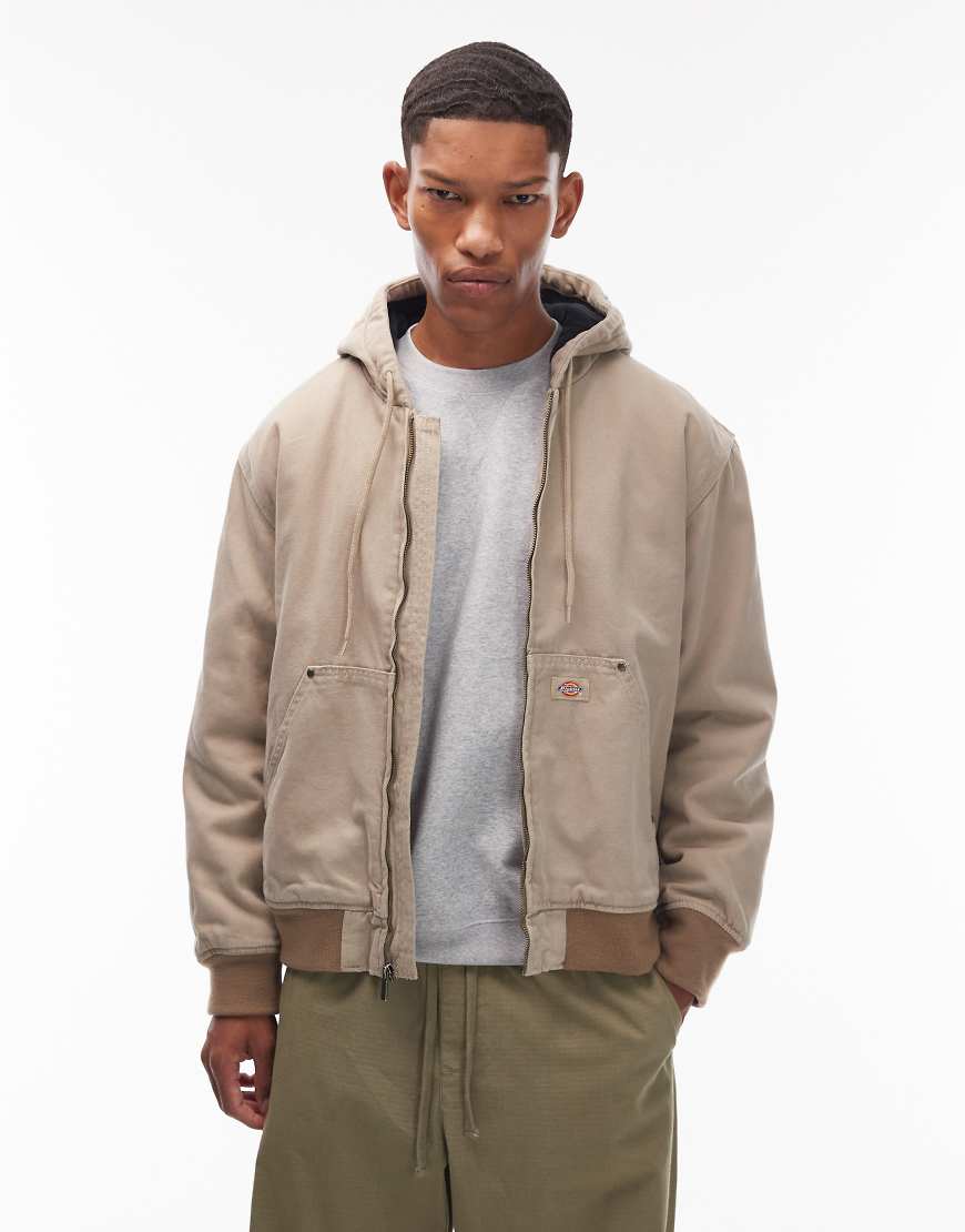 Hilham hooded canvas jacket in light tan-Brown