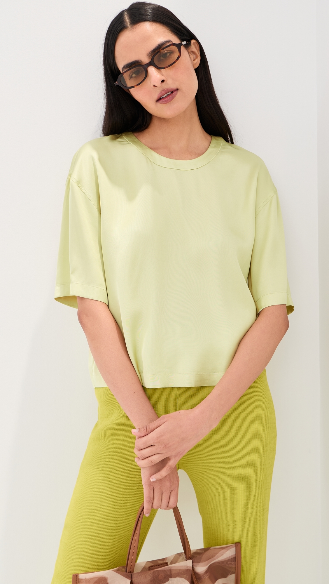 Chandler Satin Tee Honeydew