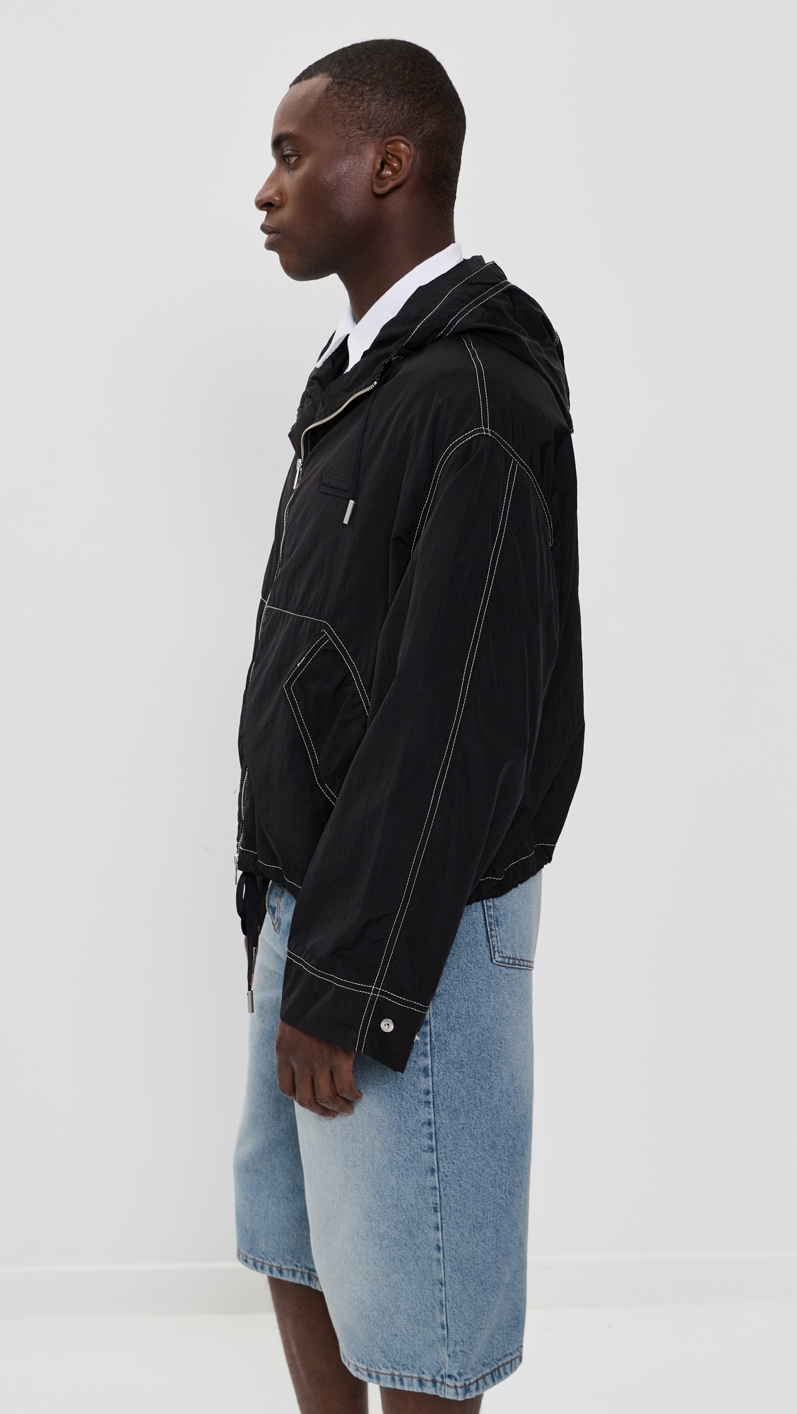 Crinkled Nylon Jacket Noir