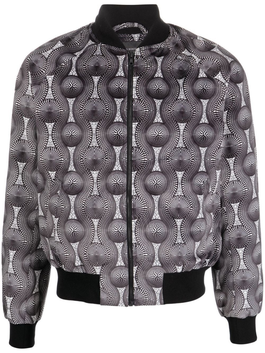 - Printed Velvet Bomber Jacket