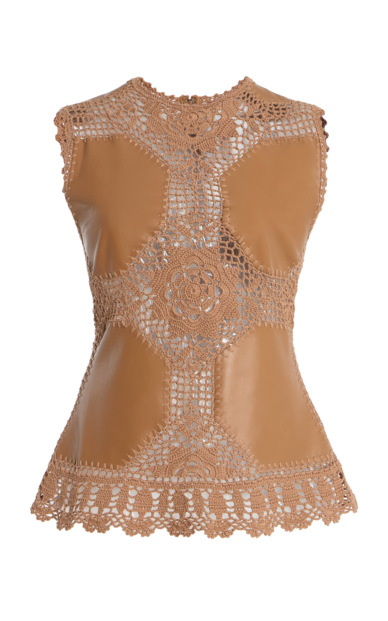 Livia Crochet Leather Top - Moda Operandi