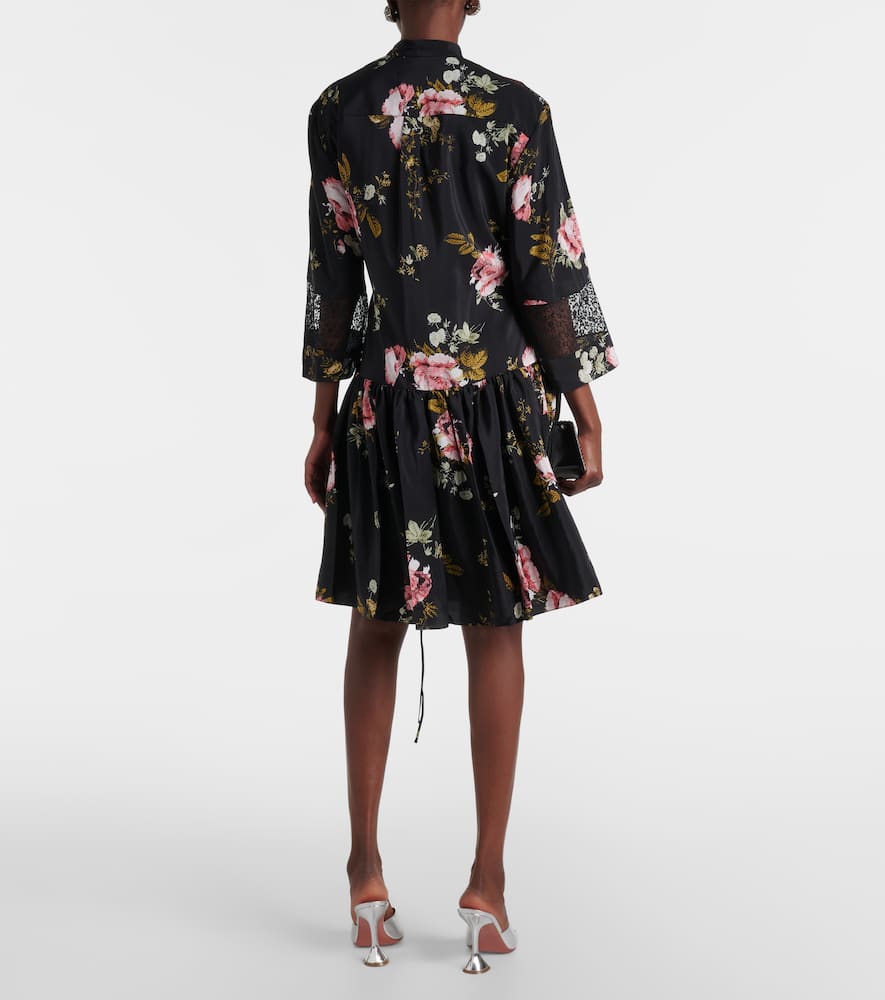 Floral silk crêpe de chine minidress