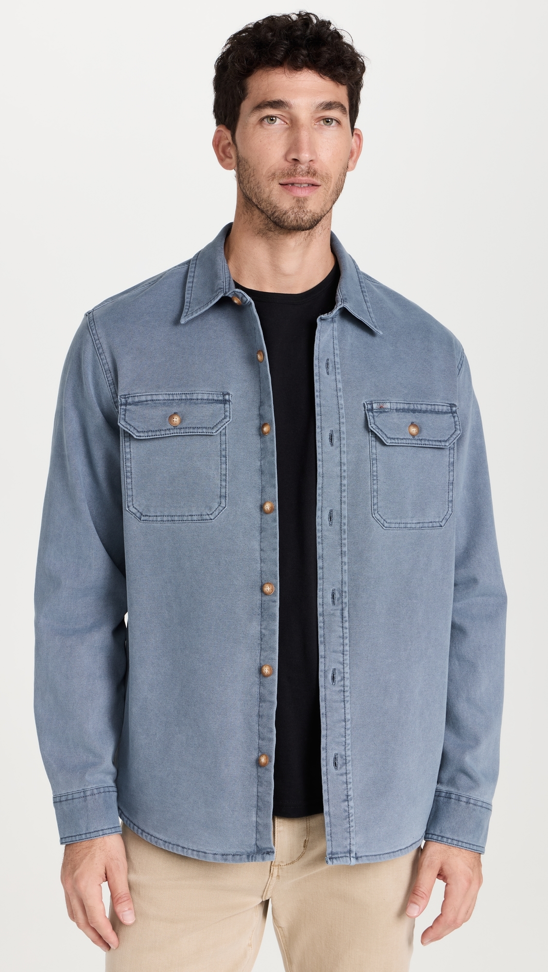 Faherty 남성 Sunwashed Shirt Jacket Petrol Blue 