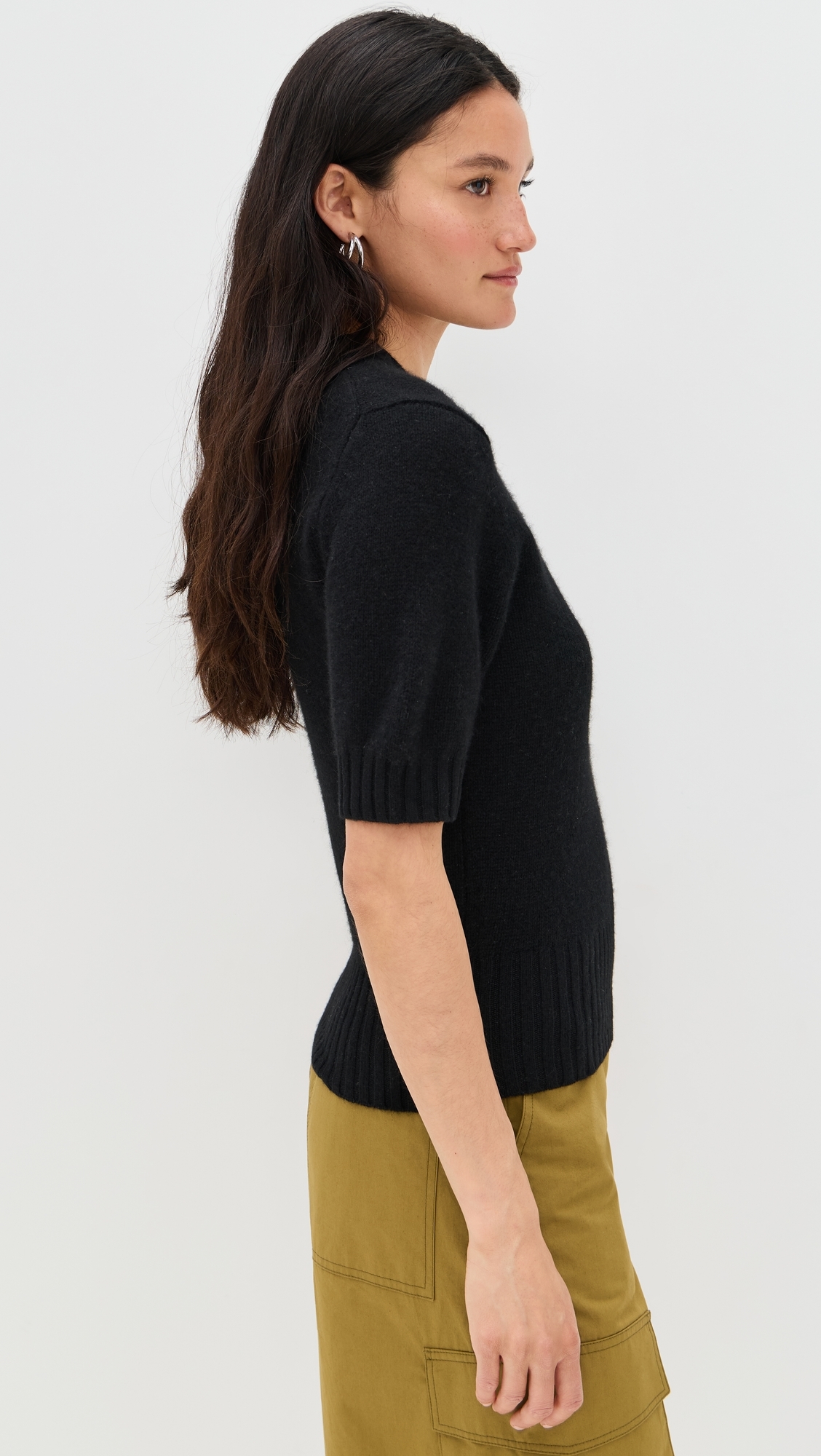 White + Warren Cashmere T-Shirt Sweater Black