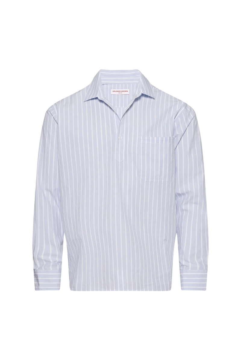 Striped Cotton Shirt — Blue