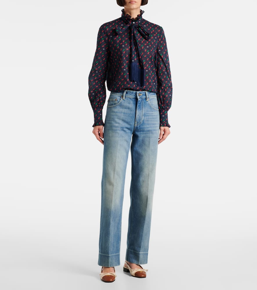Faded wide-leg jeans