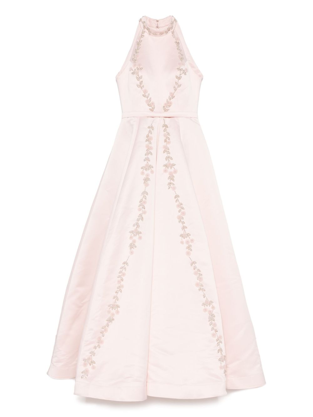 Floral-embroidered gown - Pink