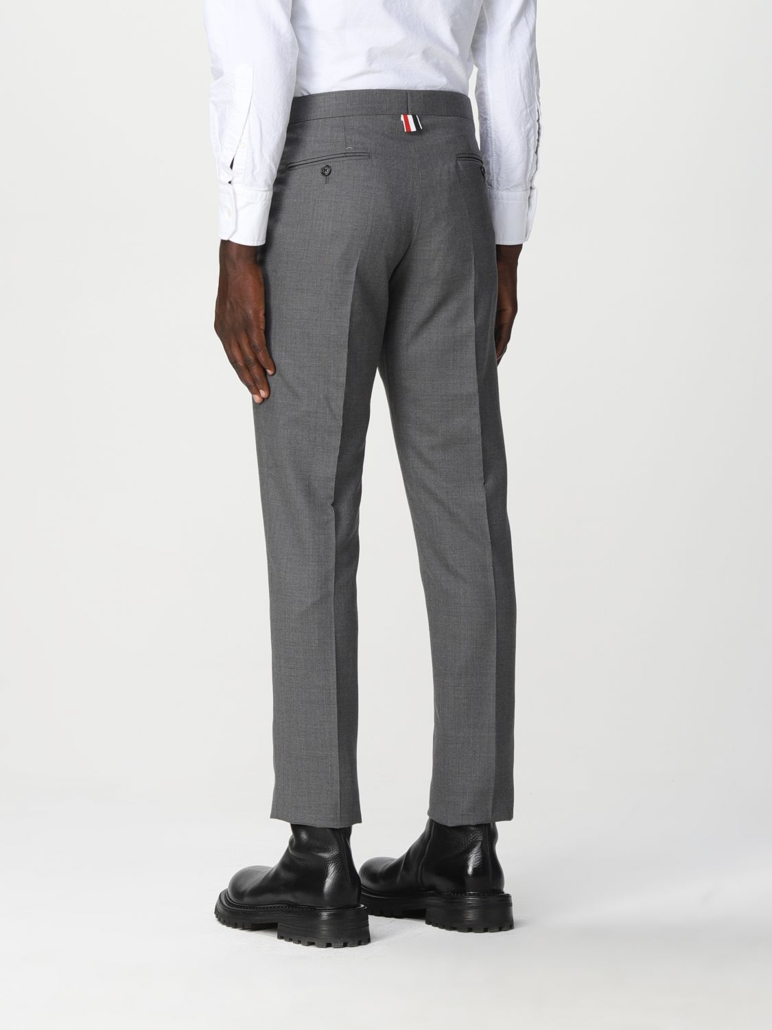 Skinny trousers with side tab in Super 120's twill
