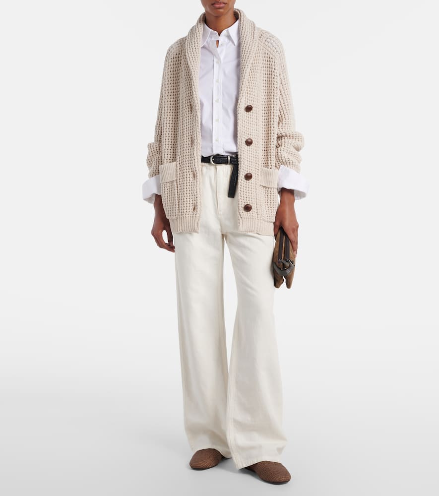 Open-knit cotton-blend cardigan