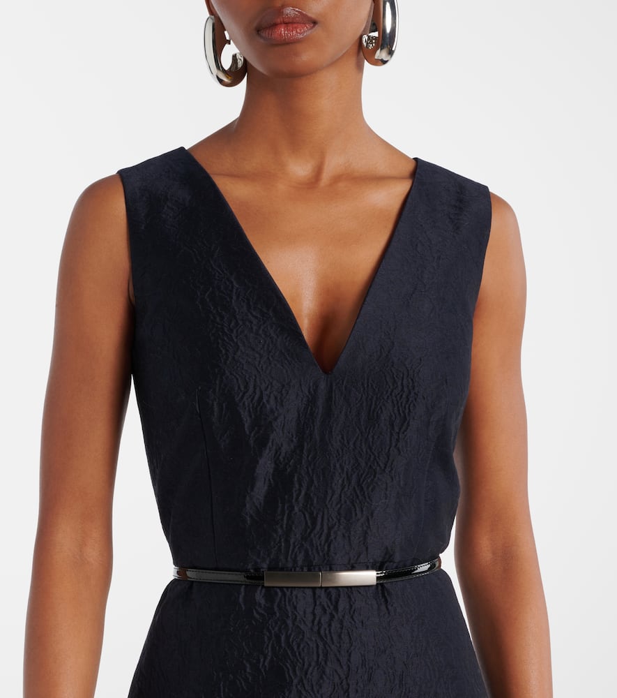Lyon cotton and silk-blend cloqué midi dress