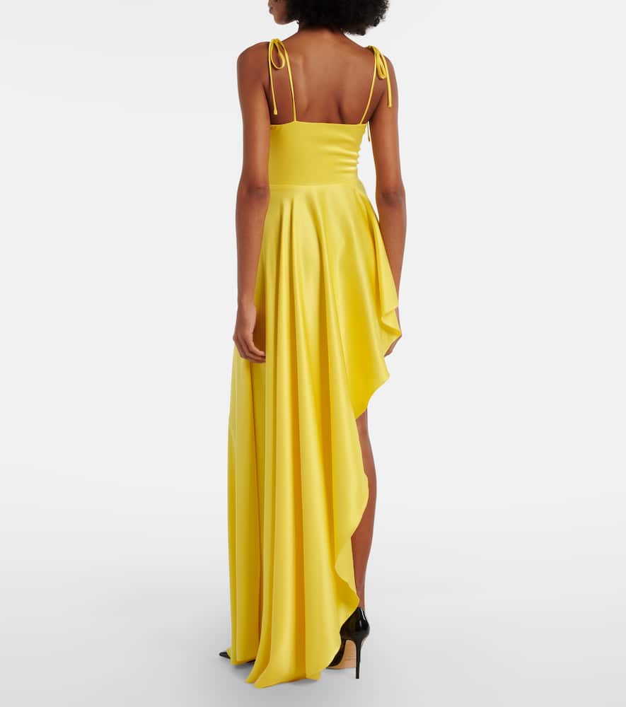 Asymmetric draped satin minidress