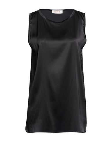 Woman Top Black Size 12 Silk, Elastane
