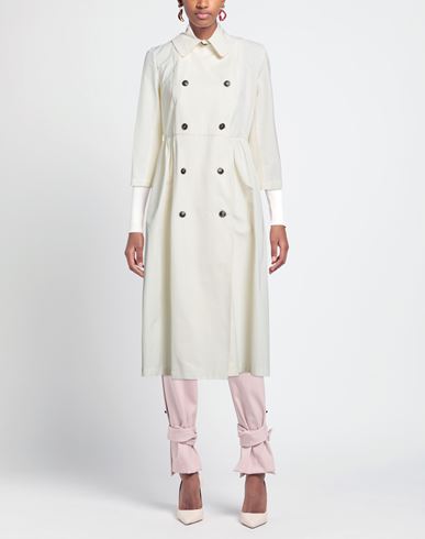 Woman Overcoat & Trench Coat Ivory Size 8 Polyester, Cotton