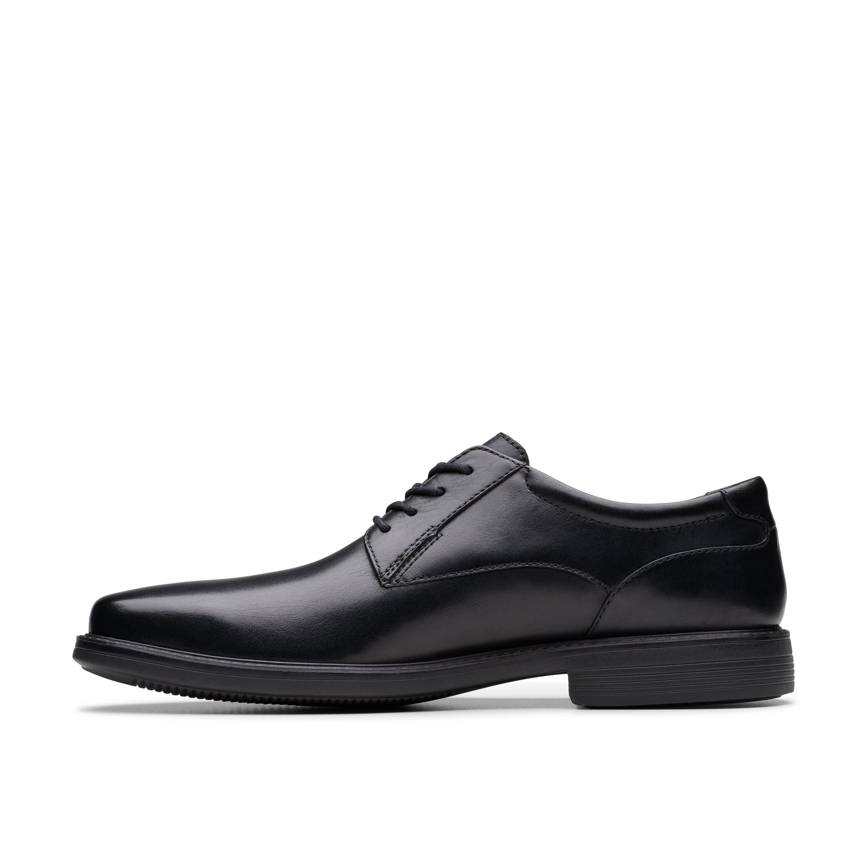 Clarks Wendell Lace Ii Black Leather Derby Shoes,lace Up