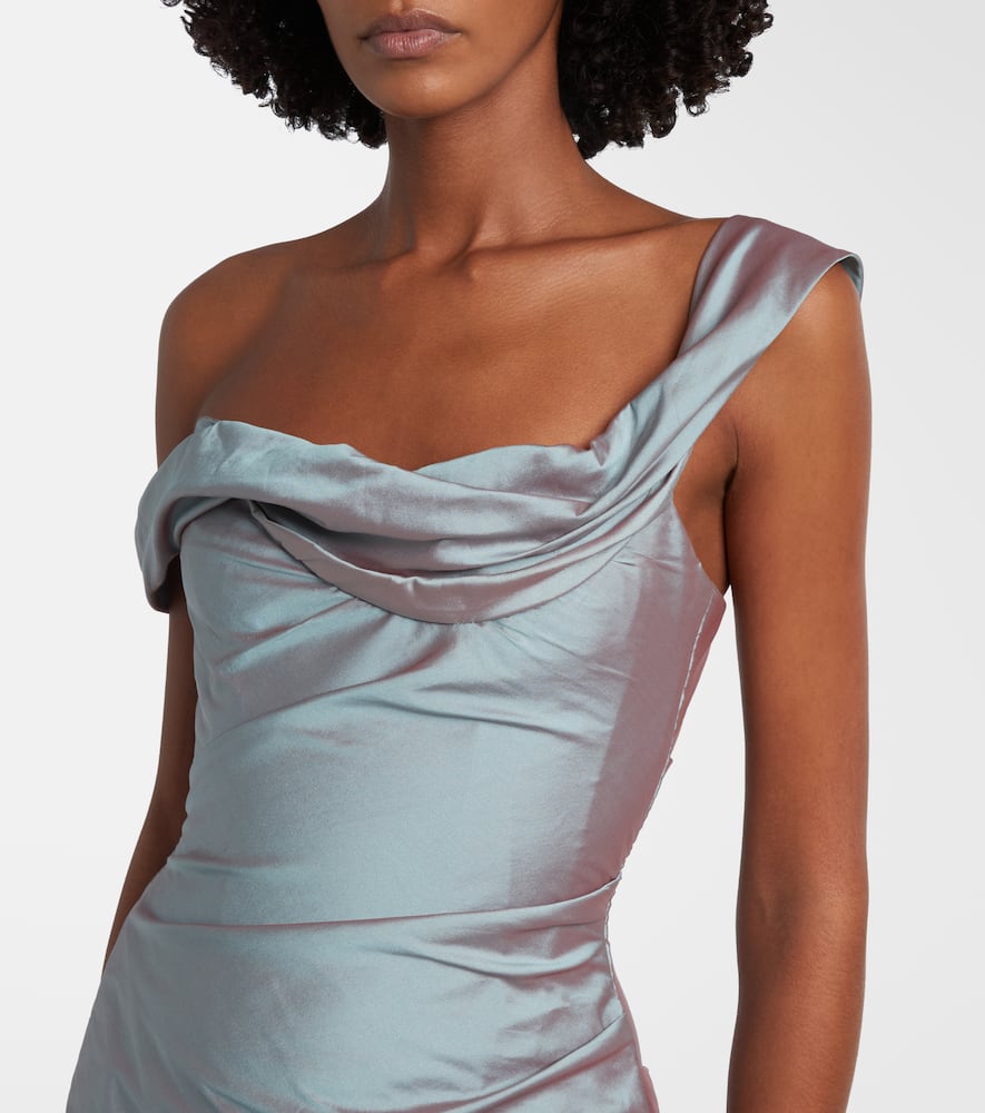 Asymmetric ruched gown
