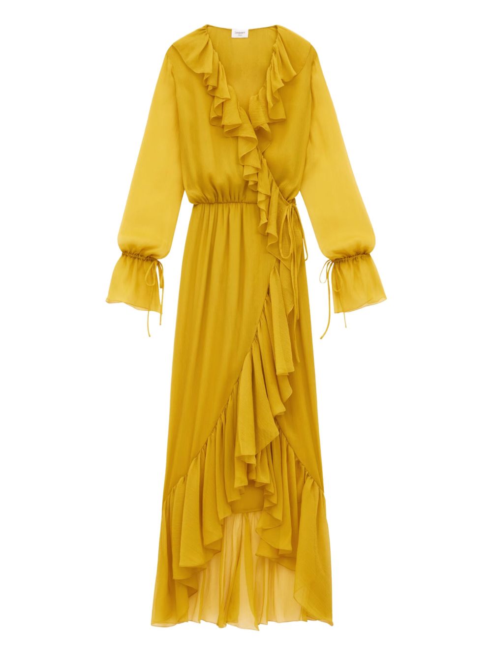 Saint Laurent ruffled wrap dress - Yellow