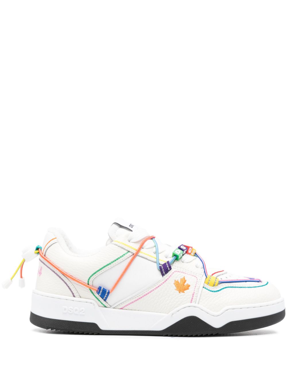 Spiker logo-beaded leather sneakers - Neutrals