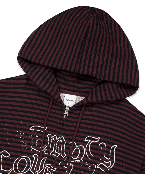 EMPTY STRIPE ZIP UP HOODIE BURGUNDY