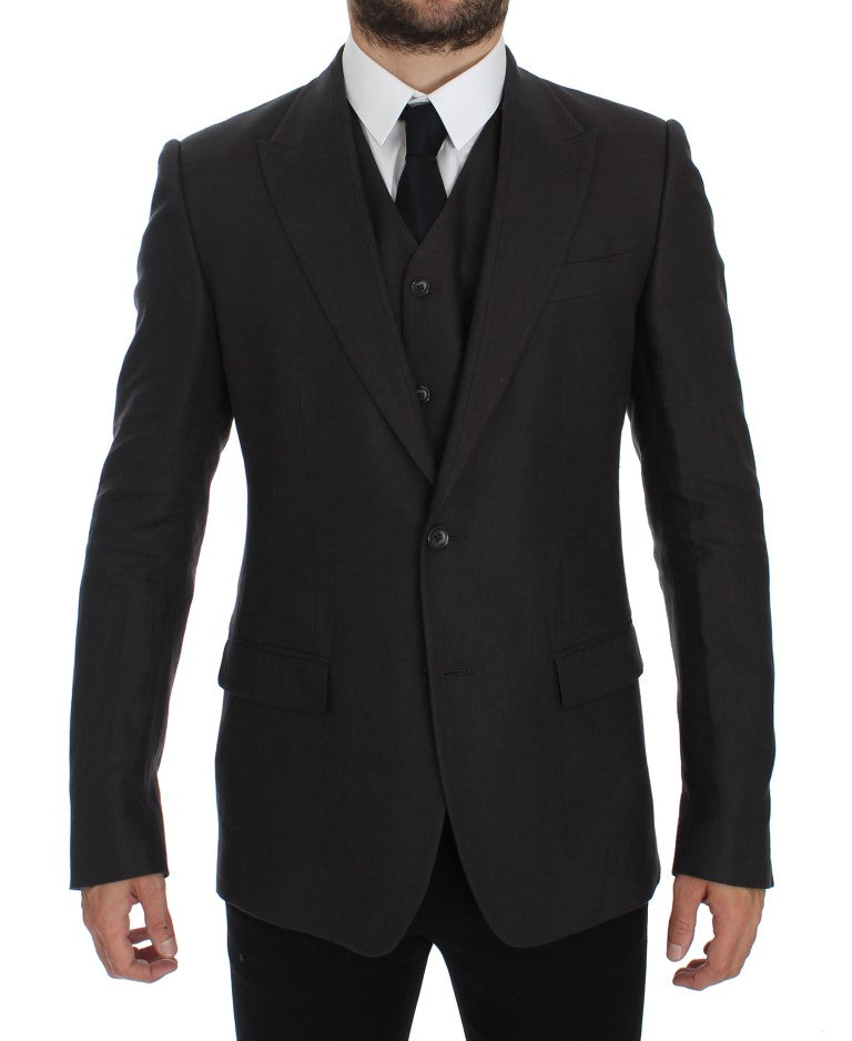 Slim Fit Linen Blazer — Gray