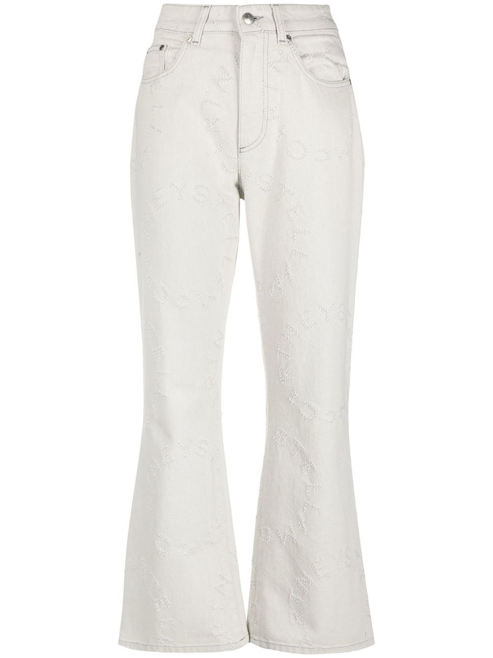 Logo flared high-waisted trousers - Neutrals