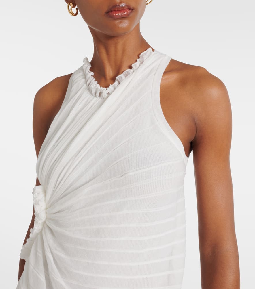 Gathered cotton-blend maxi dress
