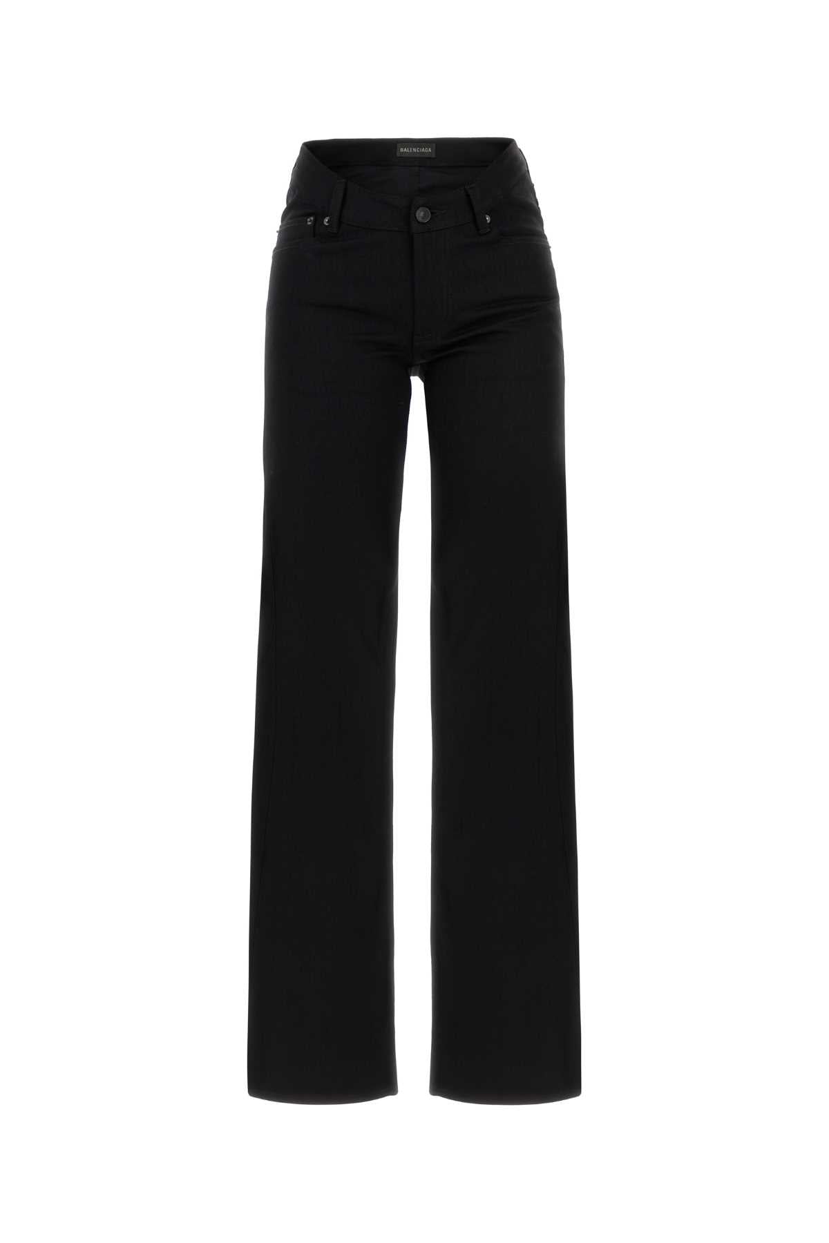 Wide-Leg Cotton Jeans — Black