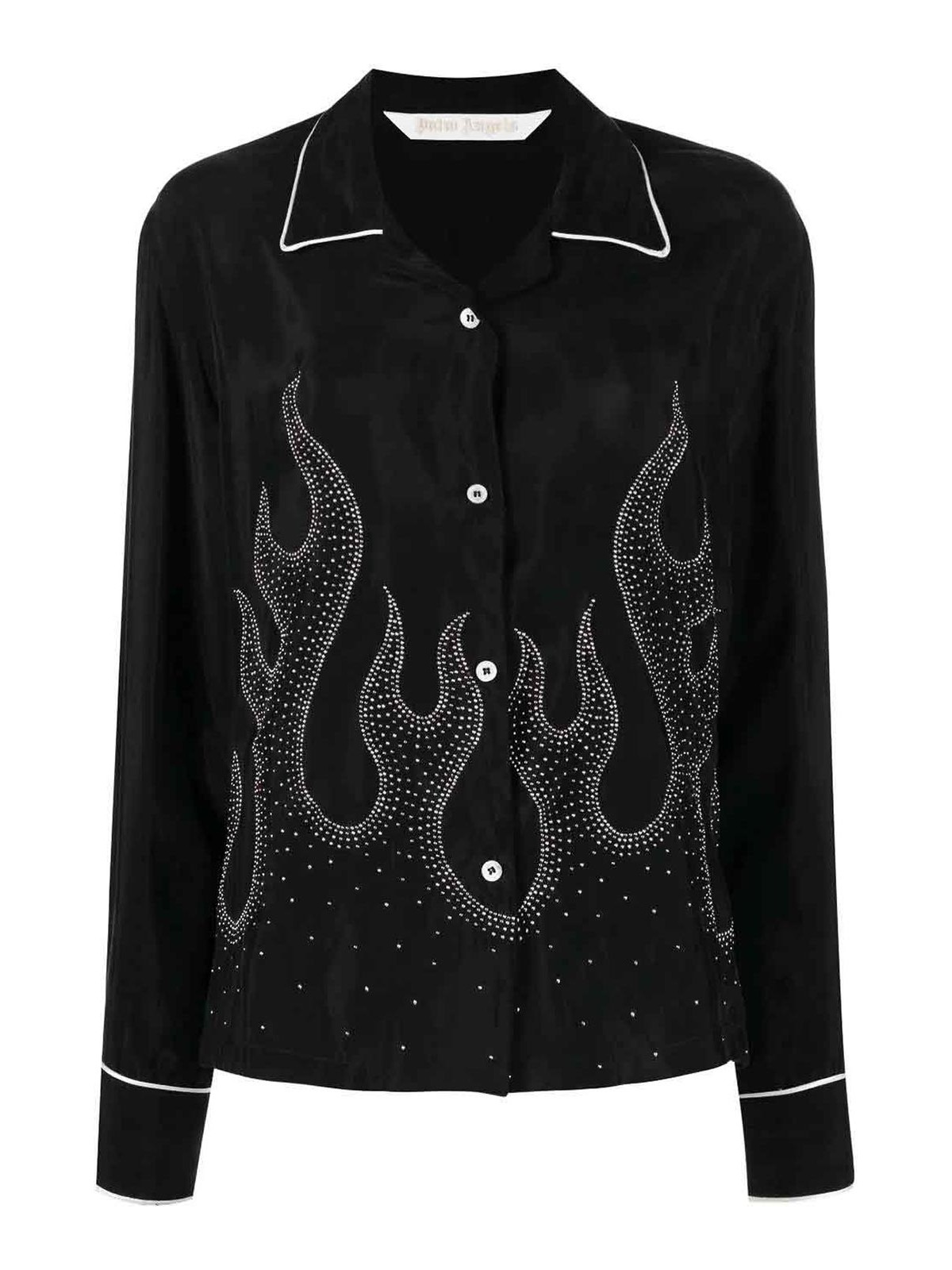 Flame-embroidered shirt