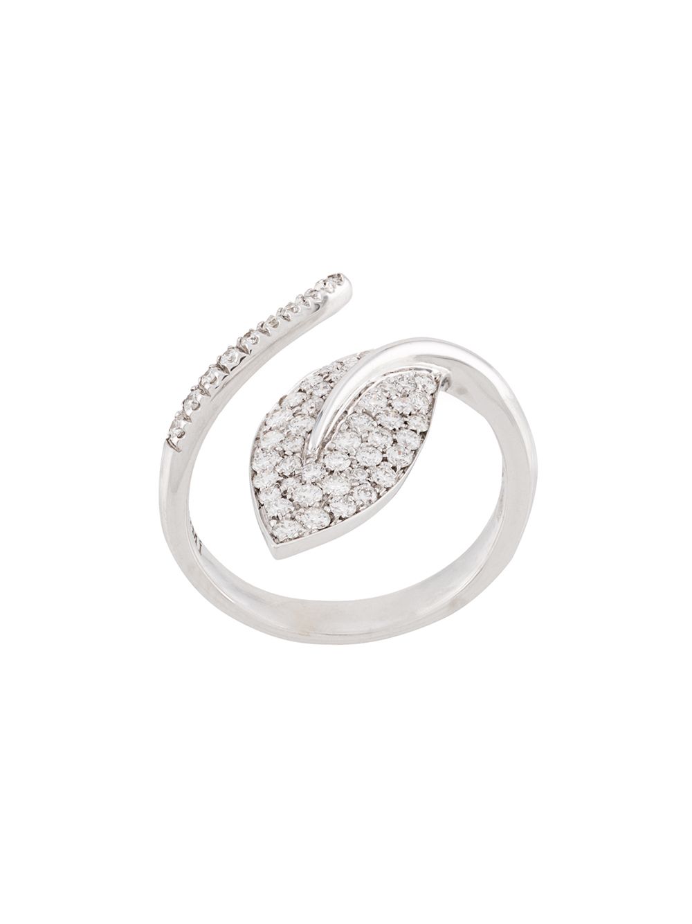 18kt white gold Foglia leaf diamond ring - Silver