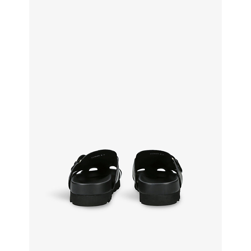 Mens Black Dale Cut-out Leather Sandals