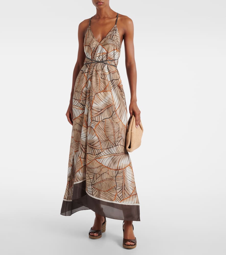 Printed silk maxi dress