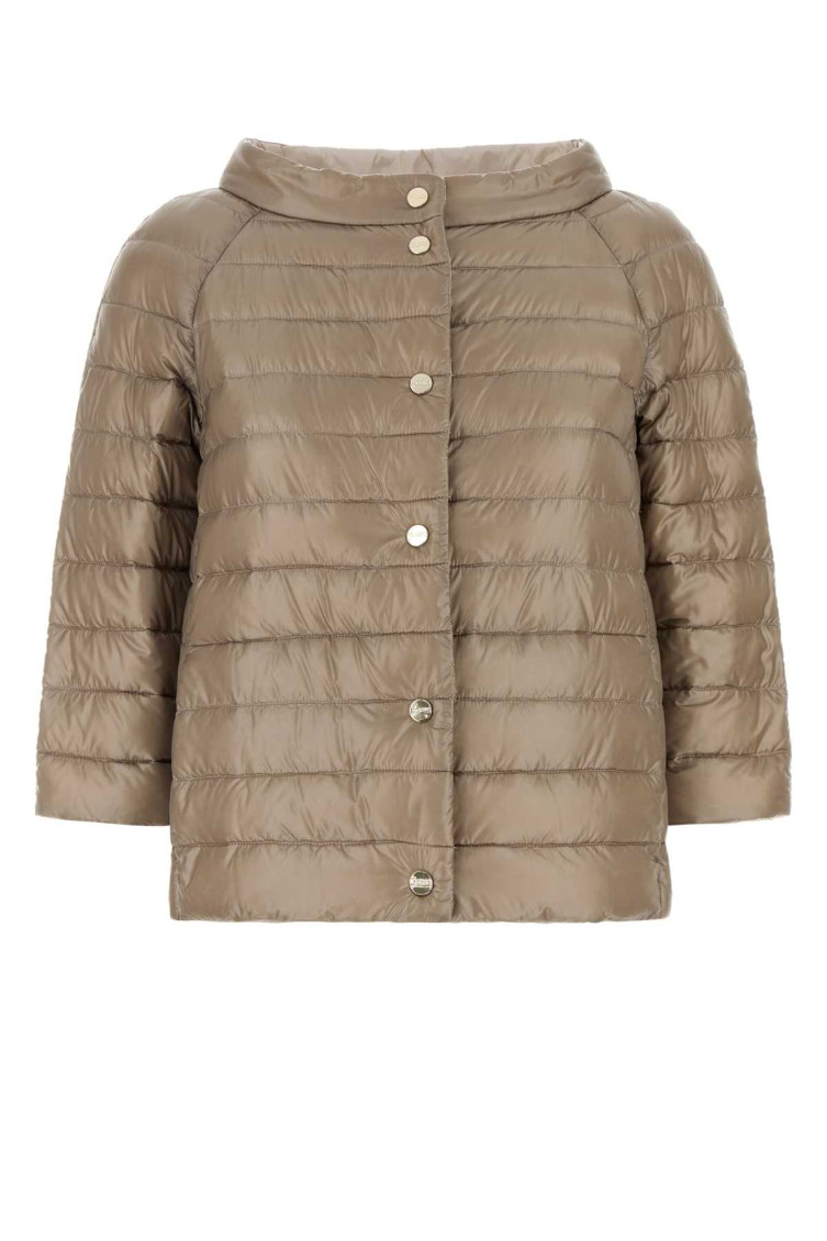 Beige Nylon Down Reversible Jacket