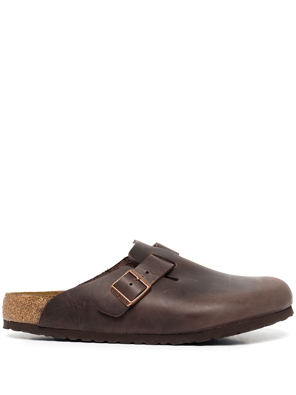 Buckle-fastening slip-on sandals - Brown