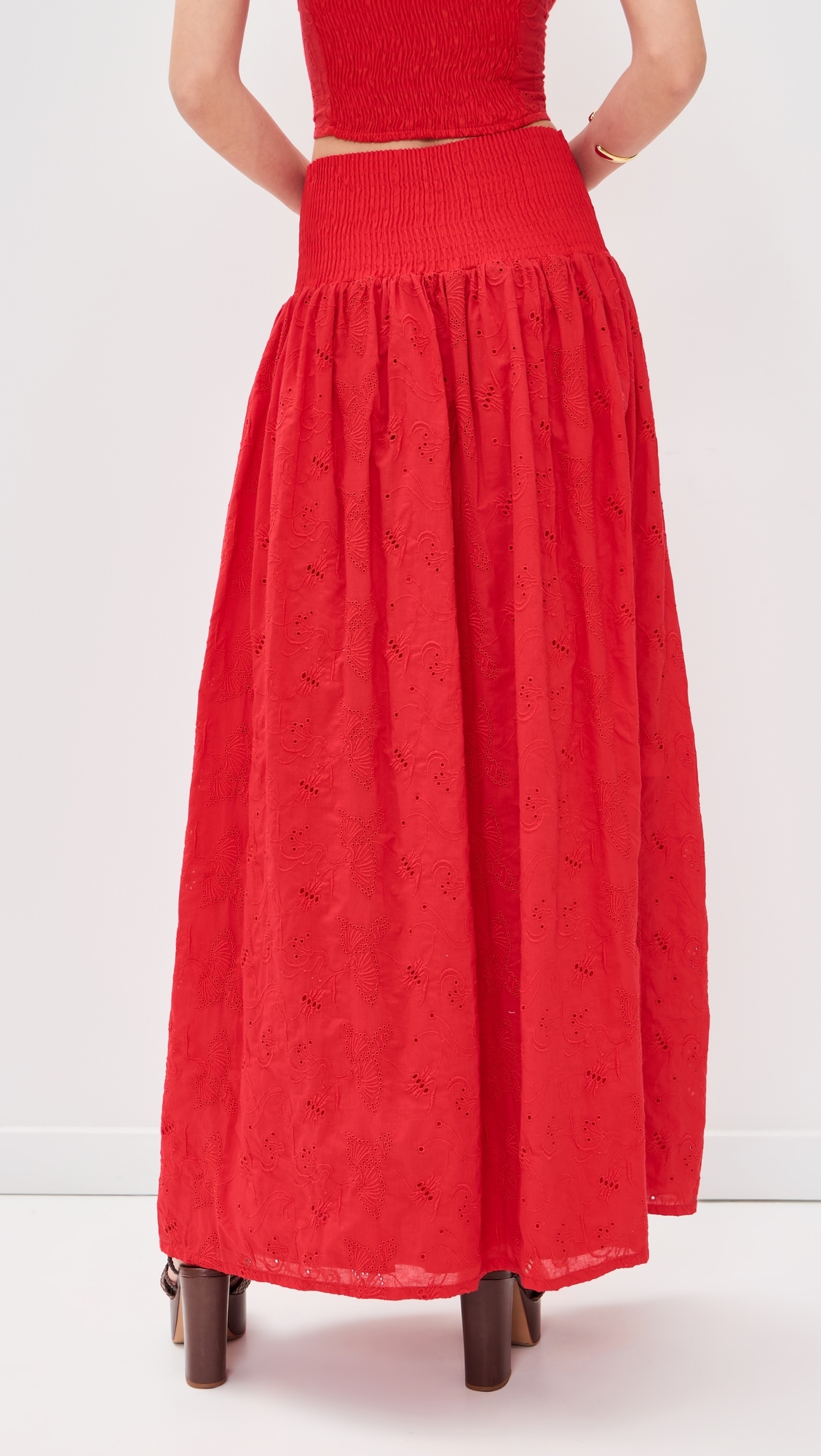 The Drift Skirt Koel Eyelet Bird Red