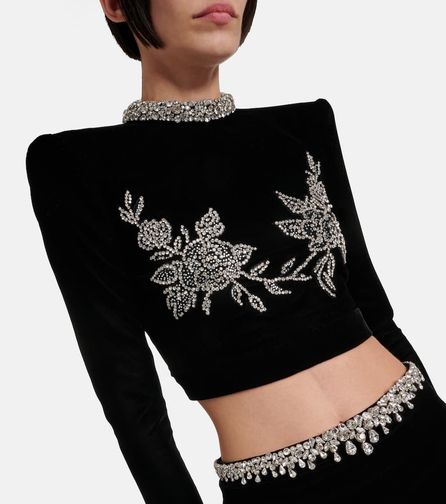 Embroidered crop top and maxi skirt