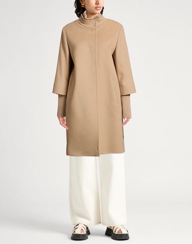 Woman Coat Beige Size 12 Virgin Wool