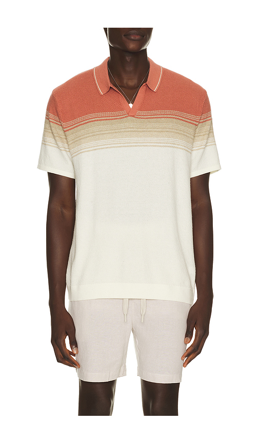 Marine Layer Greyson Knitted Polo in Withered Rose & Oatmeal. S also in M, L, XL/1X