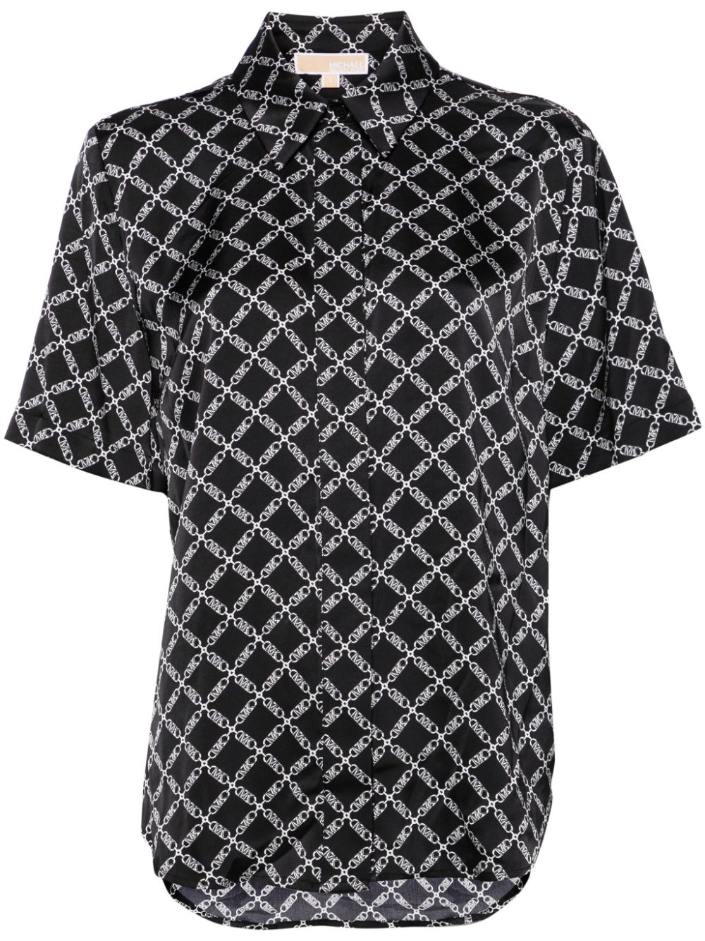Logo-print satin shirt - Black