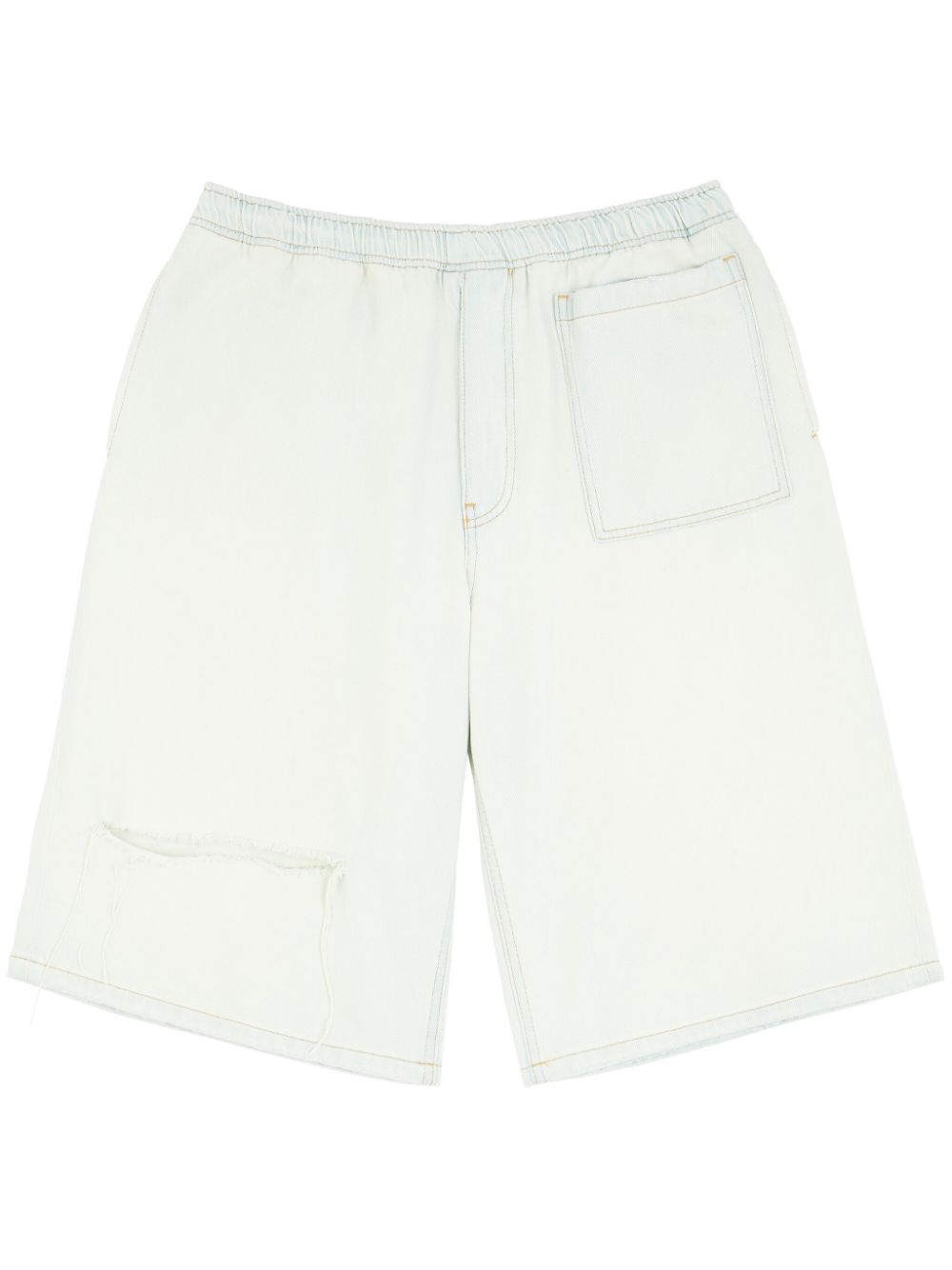 Elasticated-waist denim shorts - White