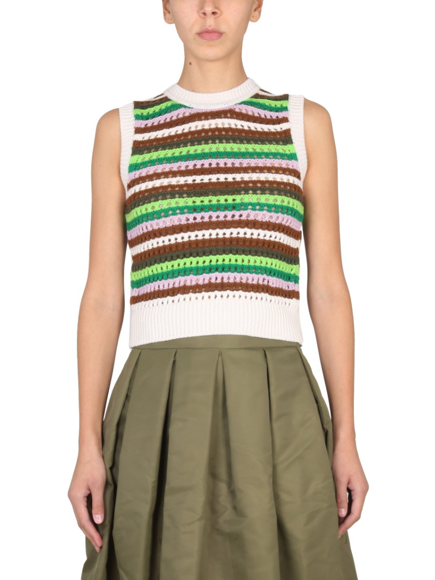 Multicolor Stripes Crew Neck Top