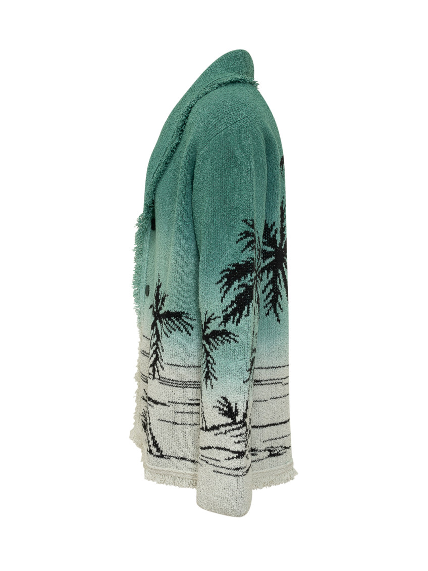Green Jacquard Cardigans