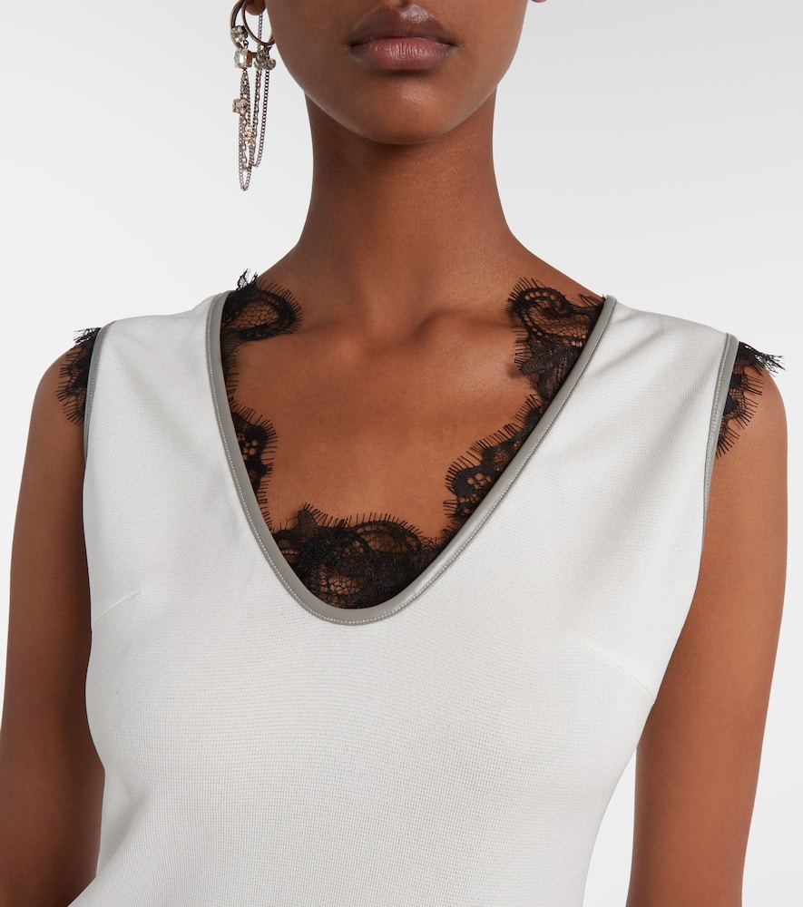 Layered lace-trimmed jersey top