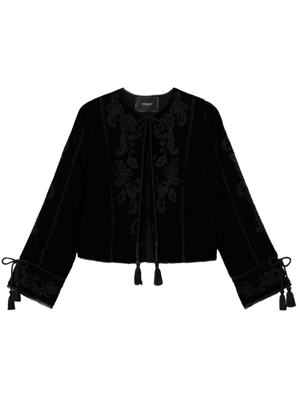 Embroidered velvet jacket - Black