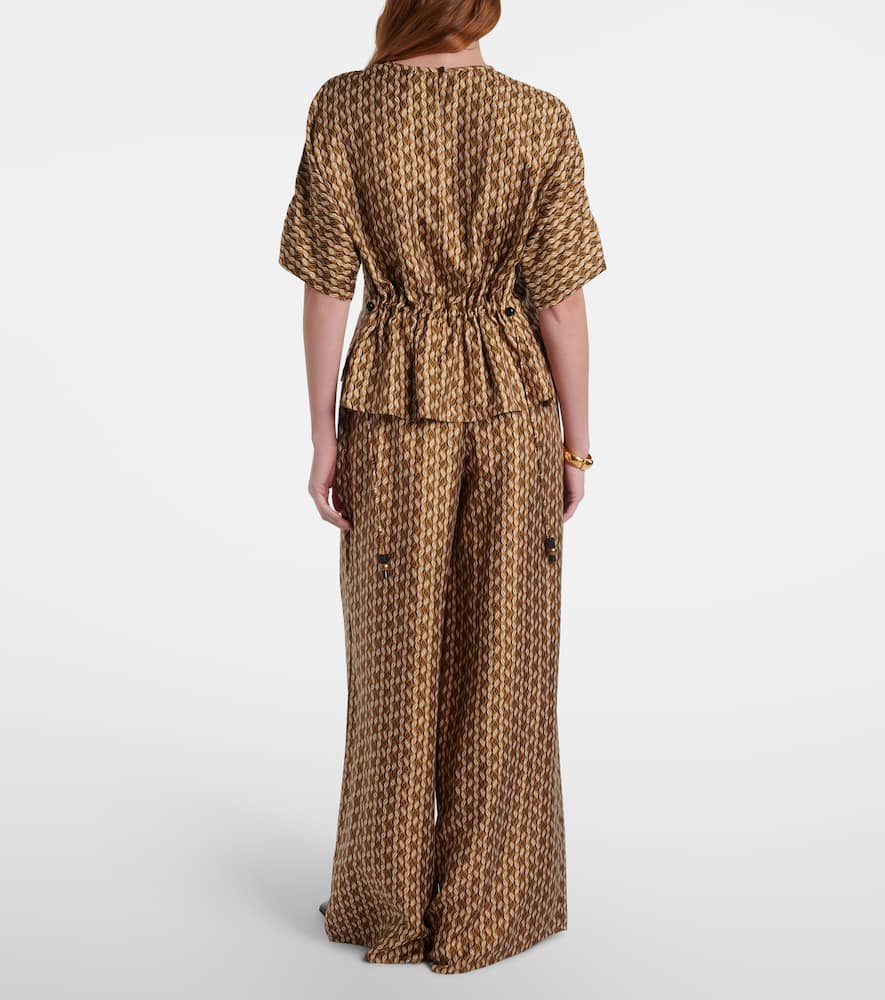 Clarino printed silk twill palazzo pants