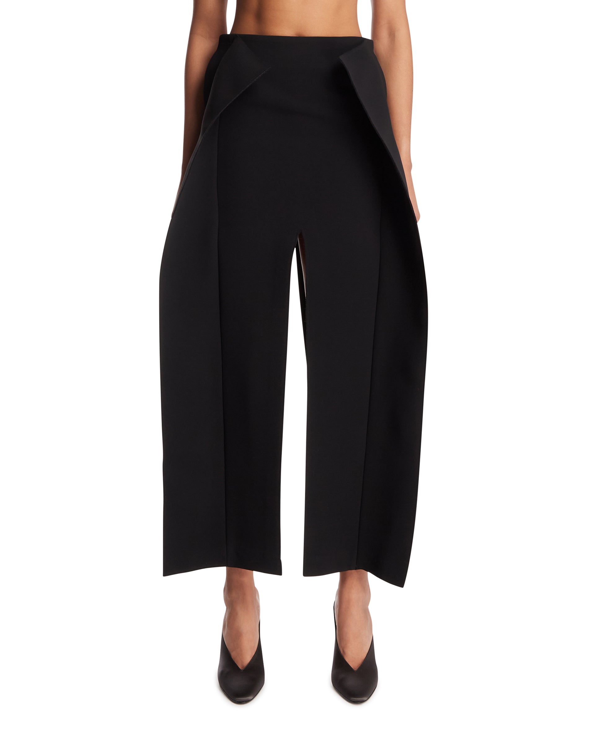 A. W.A. K.E MODE - Black Wool Cropped Trousers