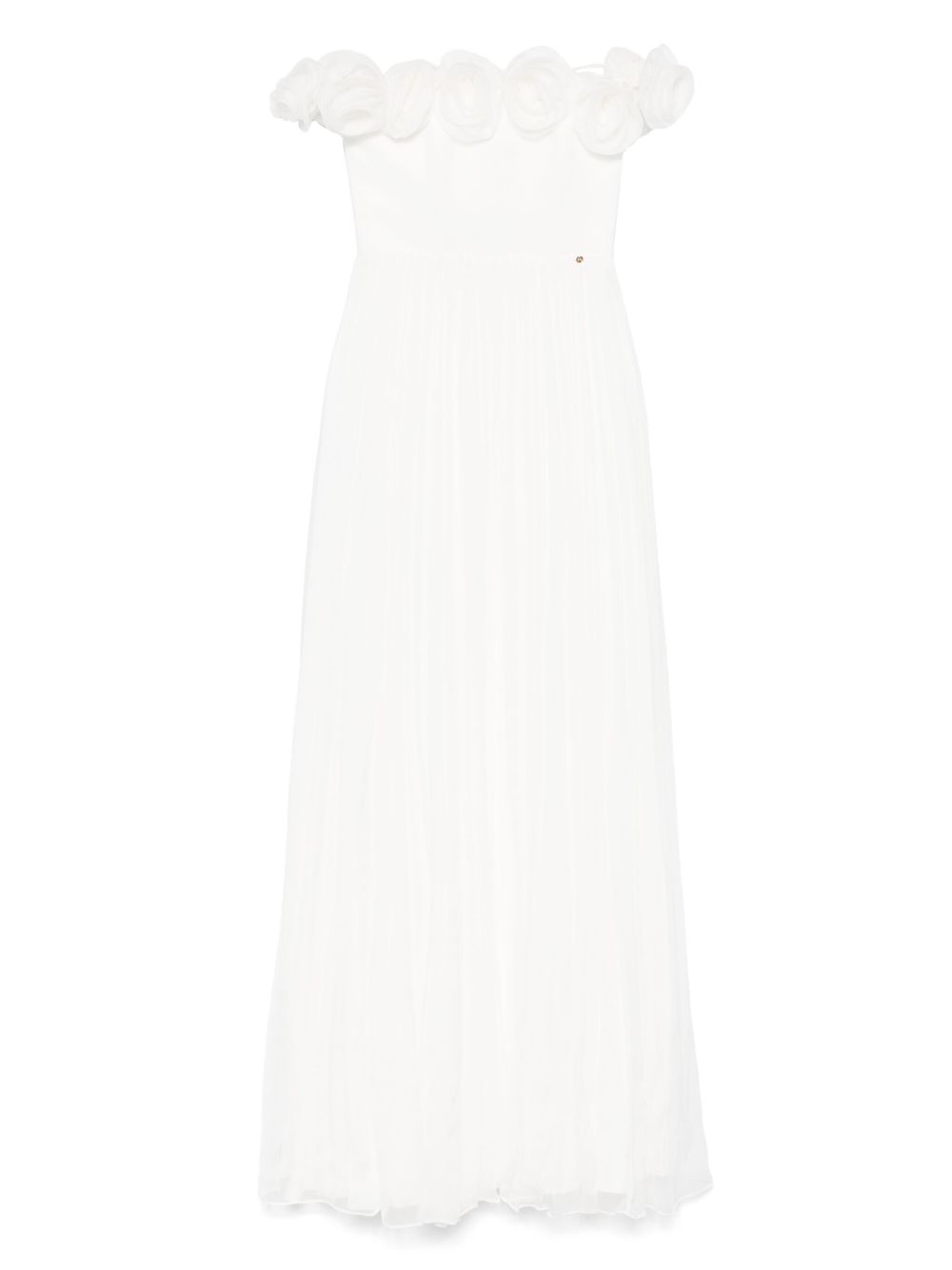 NISSA floral-appliqué maxi dress - White