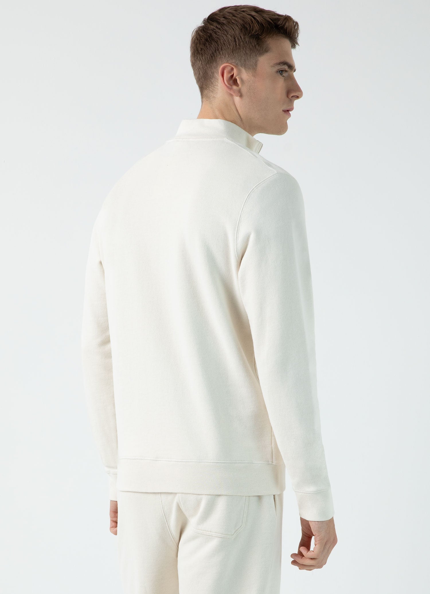 Men's Half Zip Loopback Sweatshirt in Undyed Exceptionally Soft Loopback Fabric 100% Cotton Relaxed Fit Casual Sweatshirt