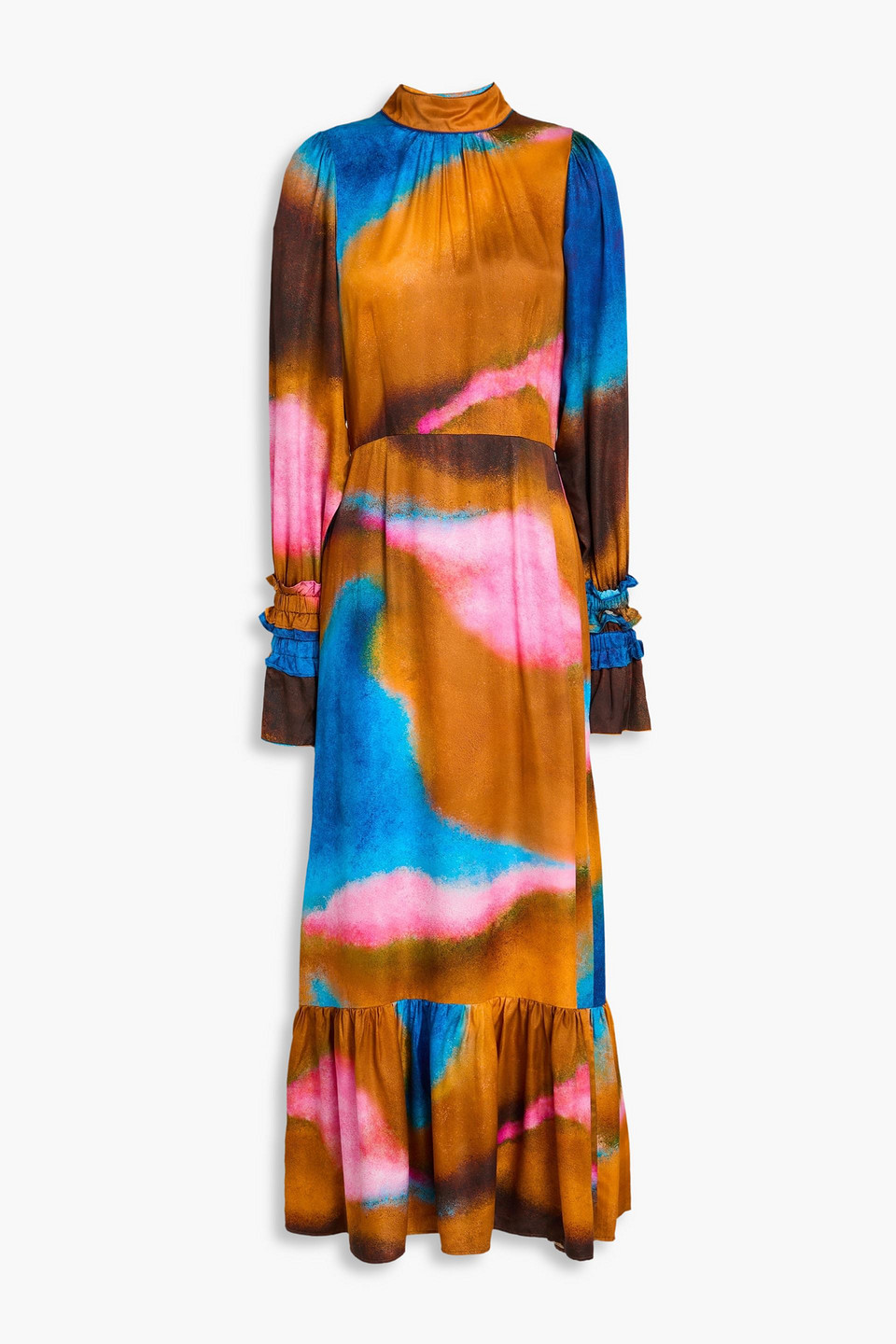 Printed satin maxi dress - Multicolor - XS