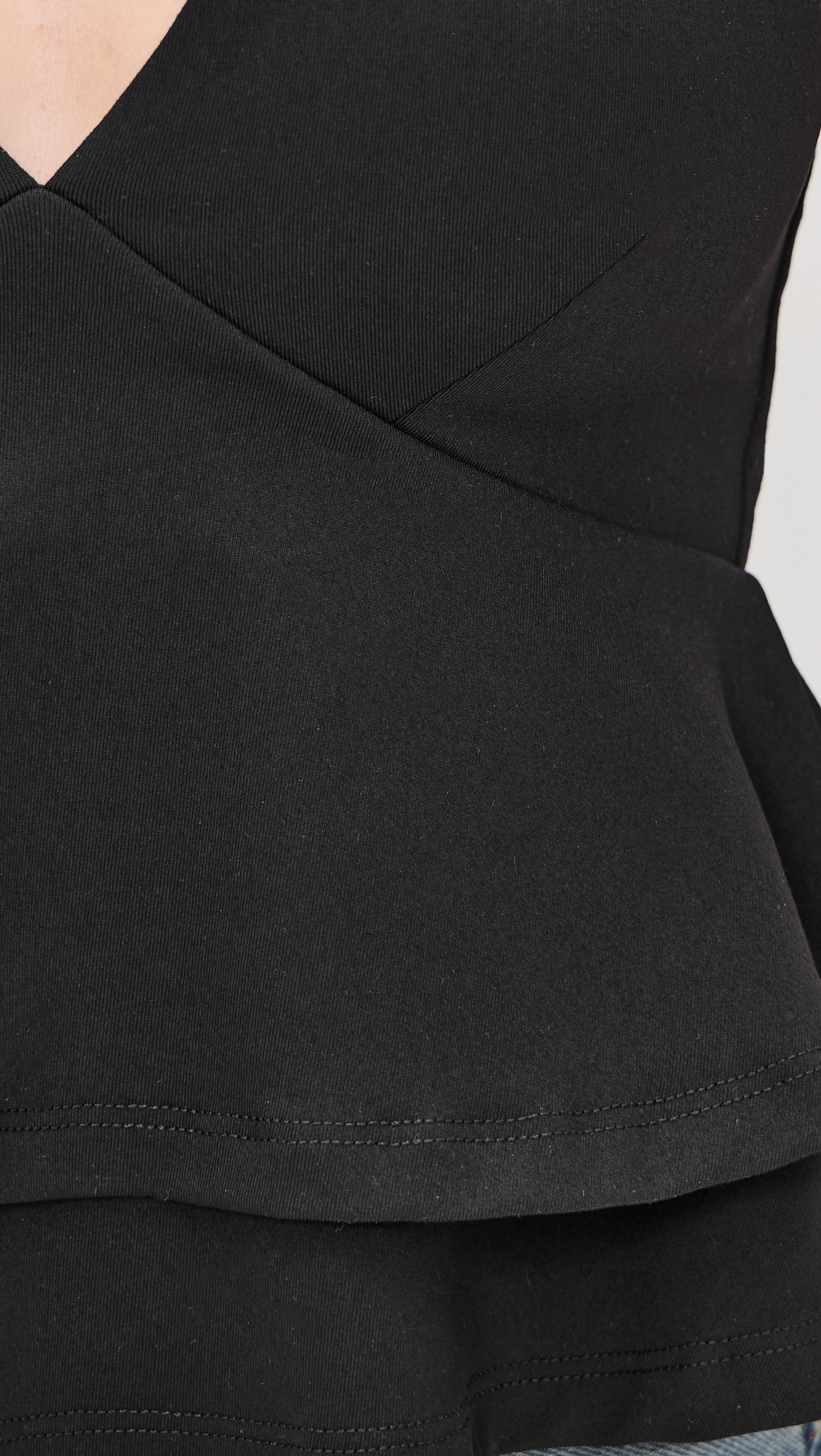 Double Layered V Neck Tank Black