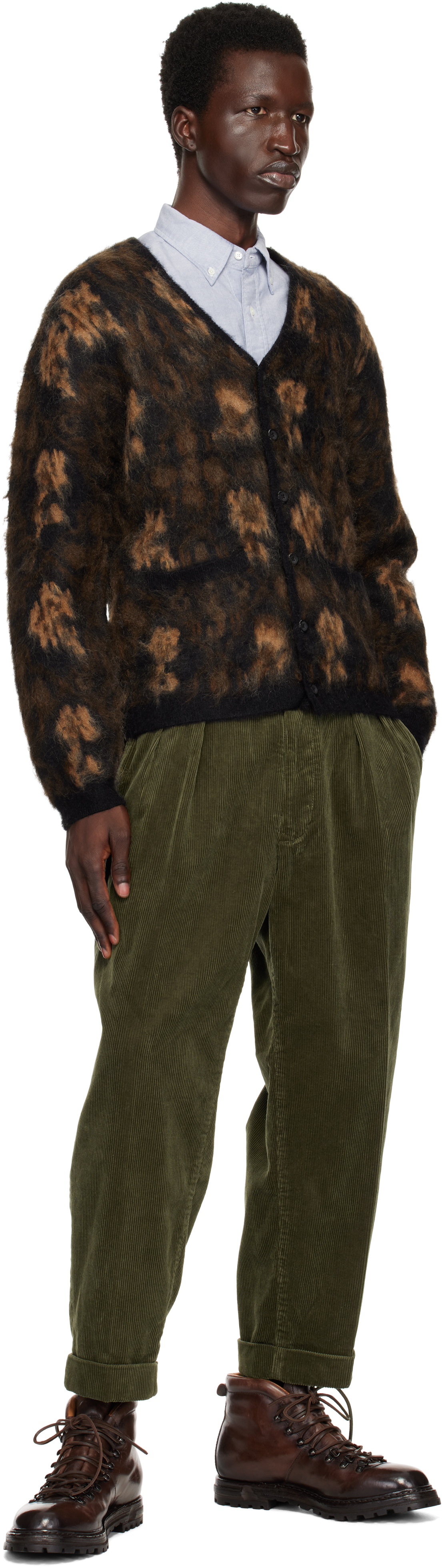 BEAMS PLUS Khaki 2 Pleats Corduroy Trousers