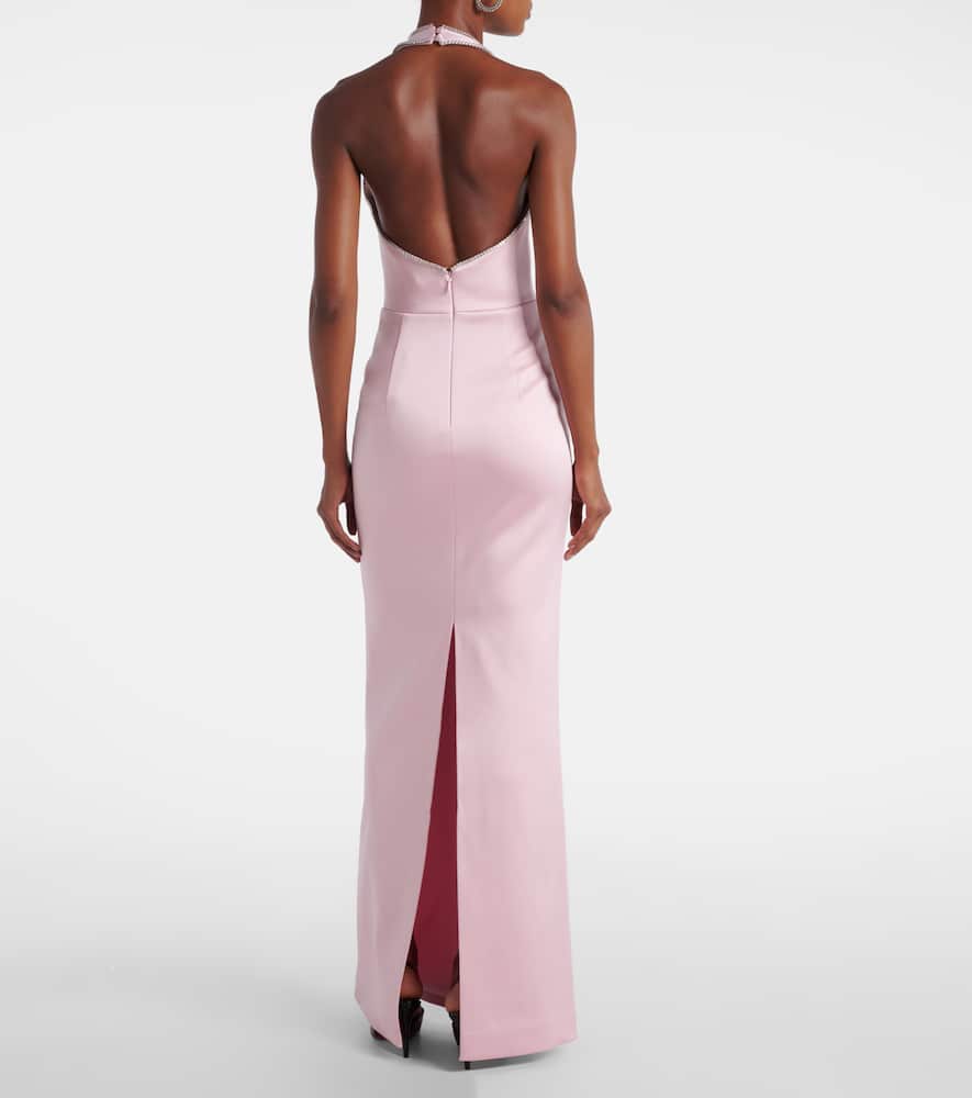 Akari cutout halterneck satin gown